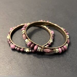 Pair of Bangle Bracelets- Gold & Purple